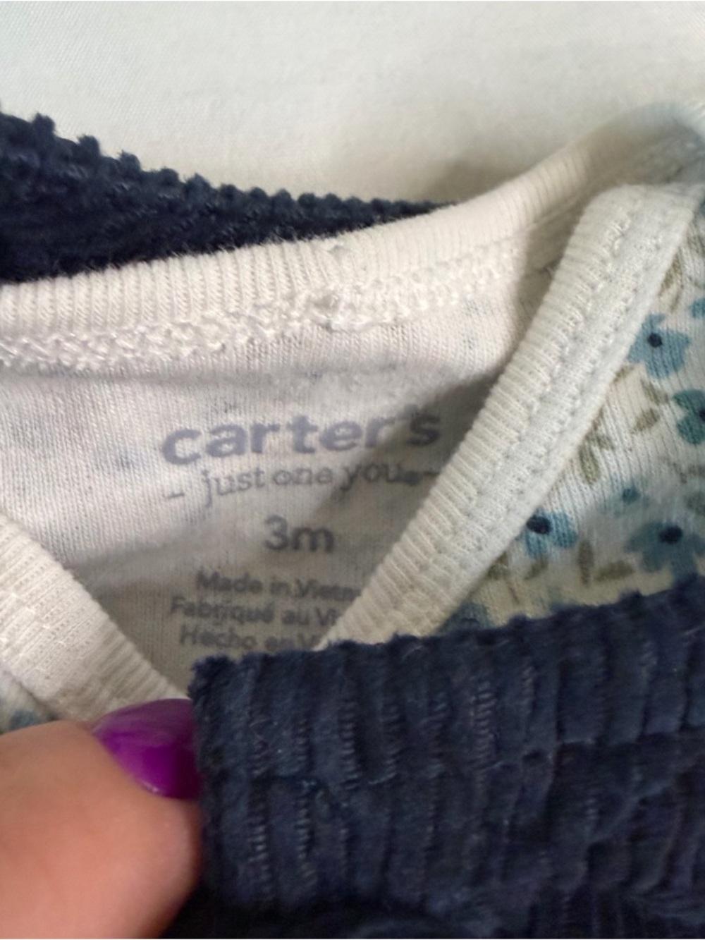 Carter's Navy Corduroy Dress with Blue Floral Onesie - Picture 3 of 4
